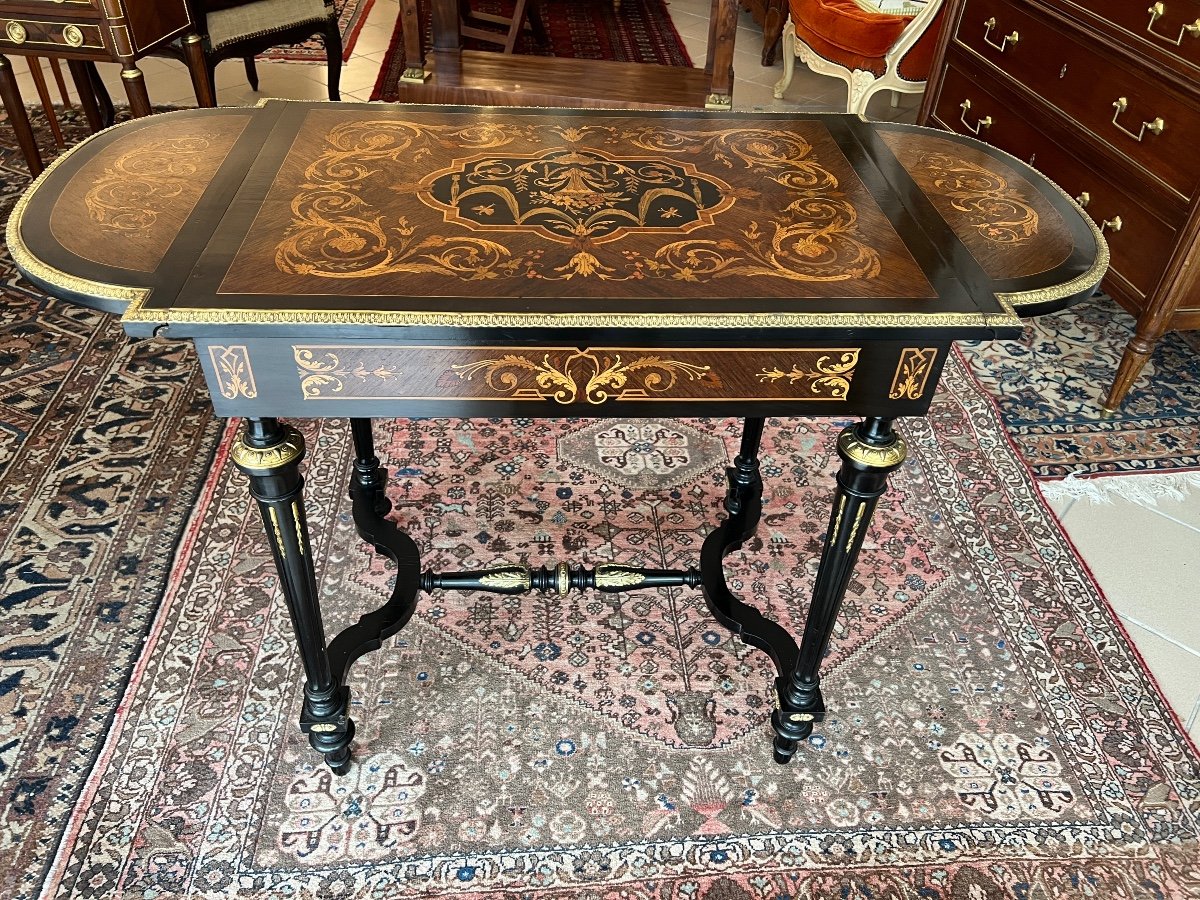 Table / Bureau En Marqueterie  d'Epoque Napoléon III -photo-2