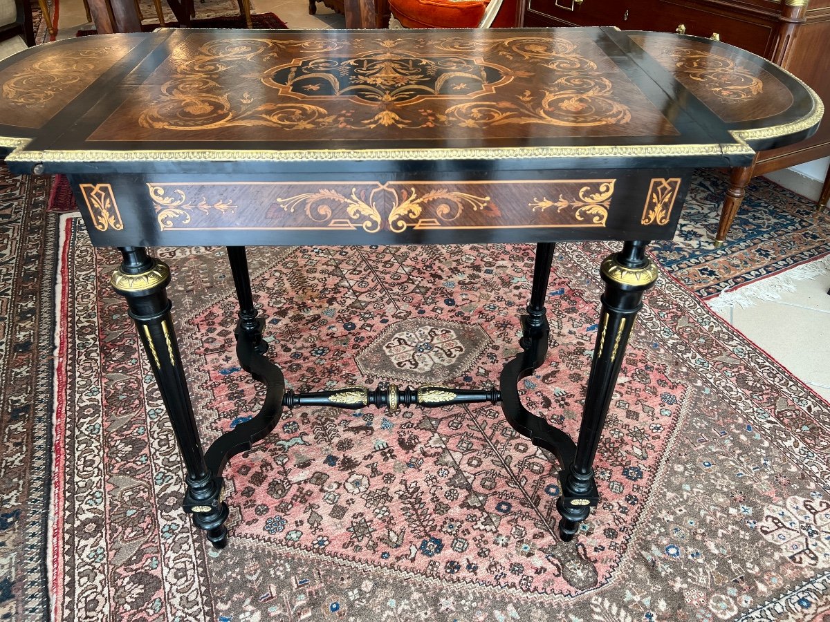 Table / Bureau En Marqueterie  d'Epoque Napoléon III -photo-4