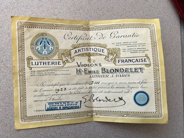 Ancien Violon Emile Blondelet De 1925 Avec Certificat De Garantie-photo-8