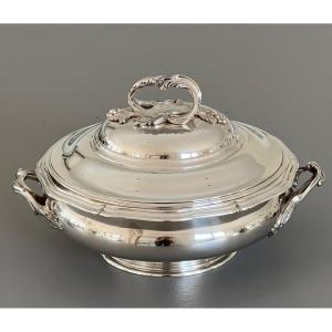 Vegetable Dish In Solid Silver By Goldsmith Charles Harleux, Late 19th Century 