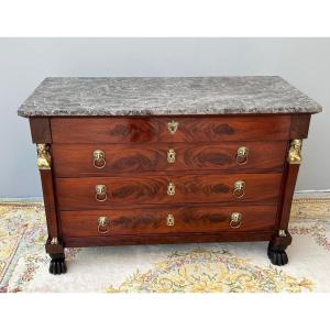 Empire Chest Of Drawers In Flamed Mahogany Return From Egypt