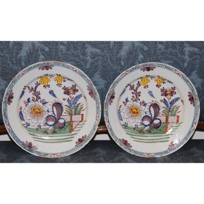 Large Delft Polychrome Faience Dishes XVIIIth