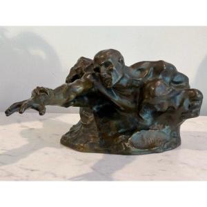 Sculpture En Bronze De Carl Milles 1875-1955  Lutte Pour La Vie  