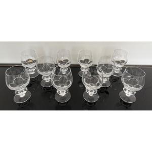 Cristal Lalique Model Blois 10 Wine Glasses