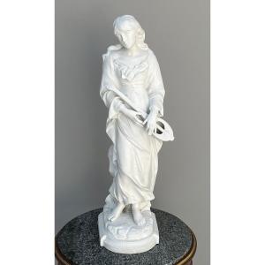 Large Porcelain Statue Young Woman With Mandolin Signed Mignon Mosbach