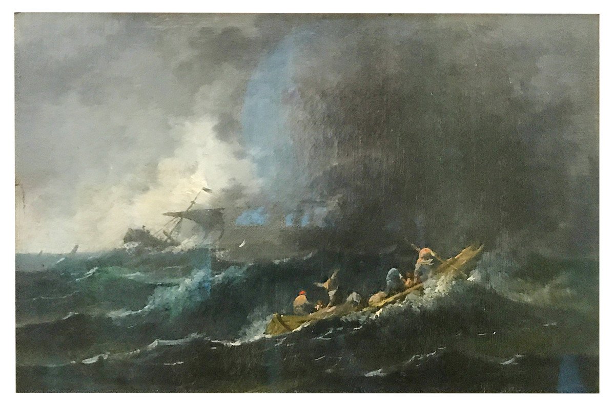 Shipwreck Scene, Monogrammed And Dated "jbp 1803"-photo-2