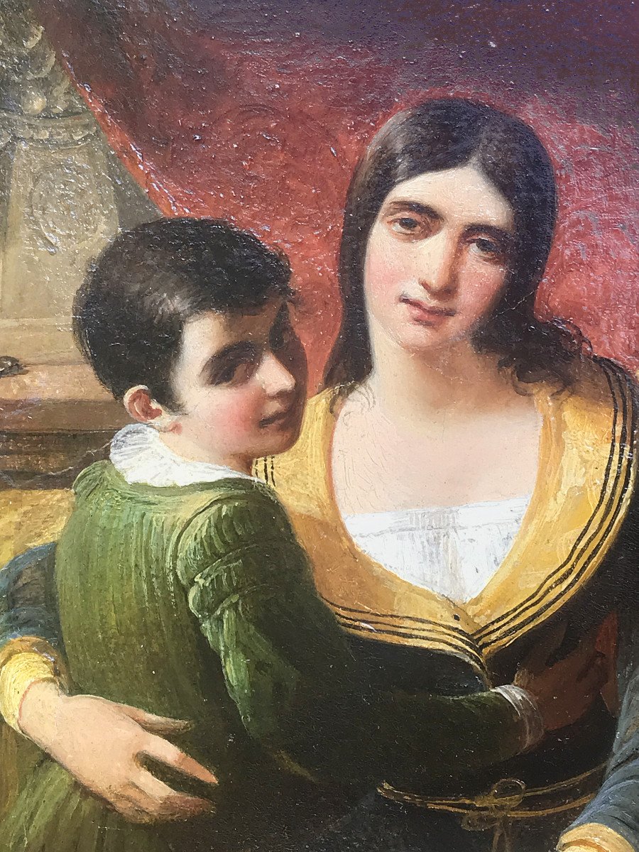 Portrait Of A Woman And Child In The Troubadour Style-photo-2