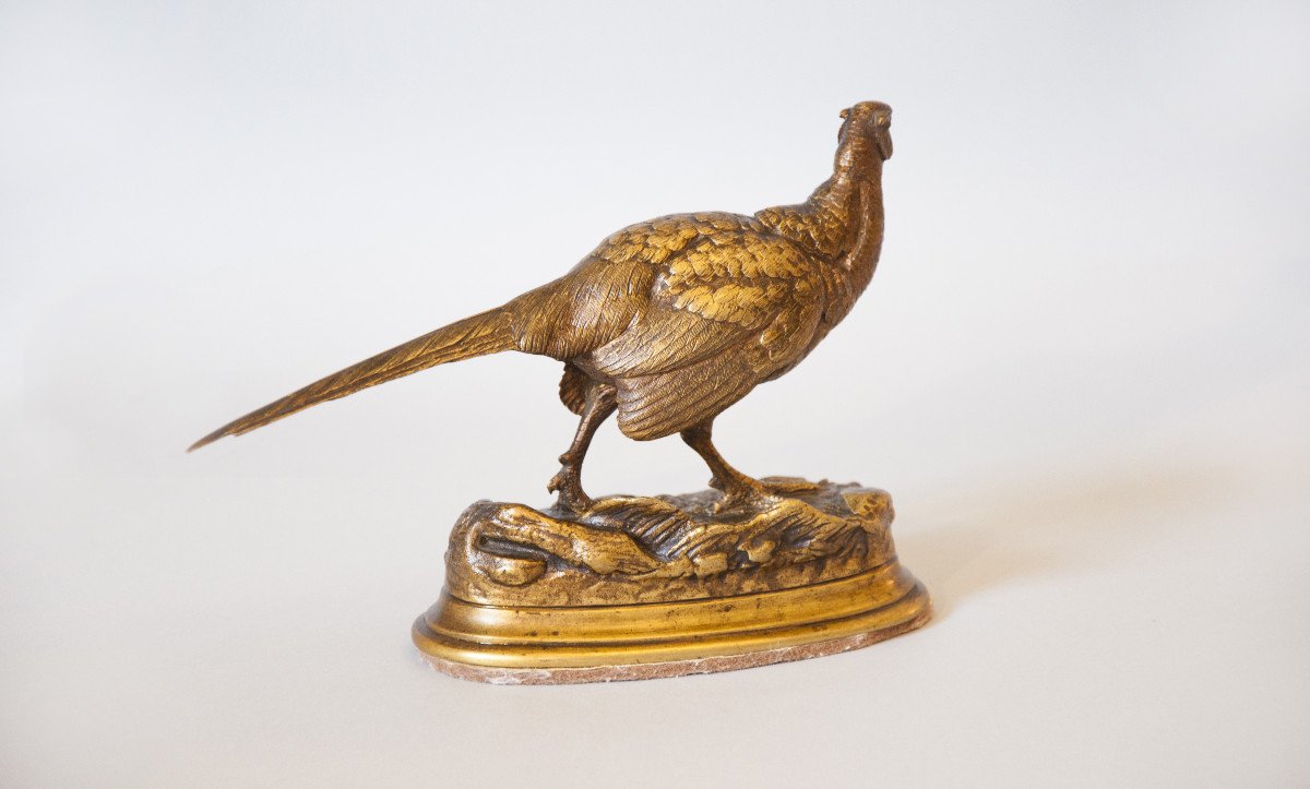  Louis Alfred Barye Known As Barye Fils (1839-1895), Pheasant, Sculpture, Bronze-photo-3