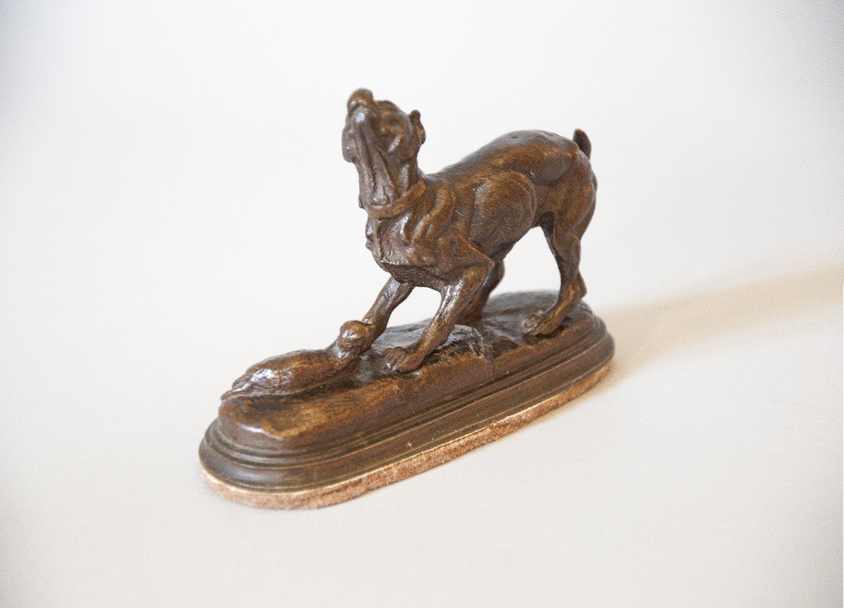 Paul Edouard Delabrierre (1829-1910), Dog And Weasel, Bronze-photo-3