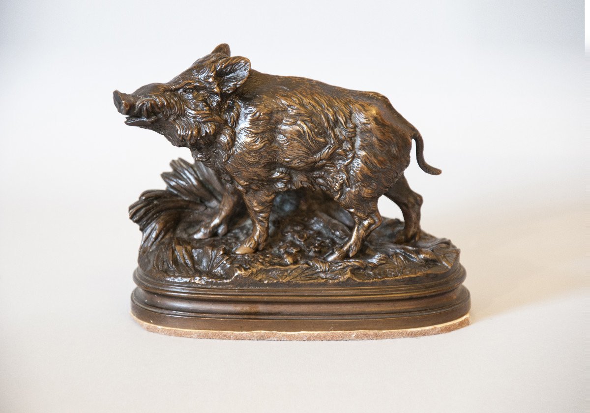 Alfred Dubucand (1828-1894), Wild Boar, Bronze-photo-2