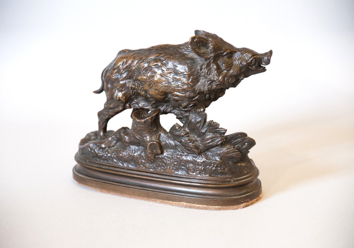 Alfred Dubucand (1828-1894), Wild Boar, Bronze-photo-3