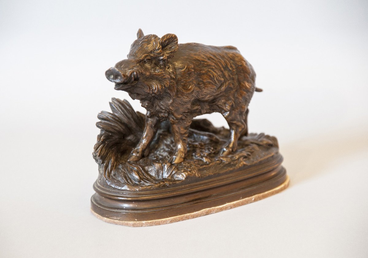 Alfred Dubucand (1828-1894), Wild Boar, Bronze