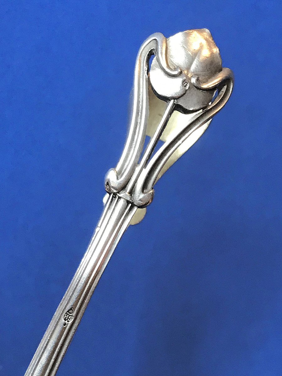 Sugar Tongs, Silver And Vermeil, Art Nouveau-photo-3