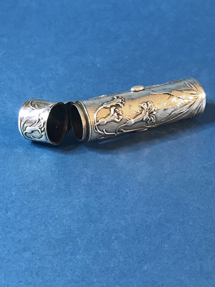 Etui de rouge à lèvres, argent, Art Nouveau-photo-2