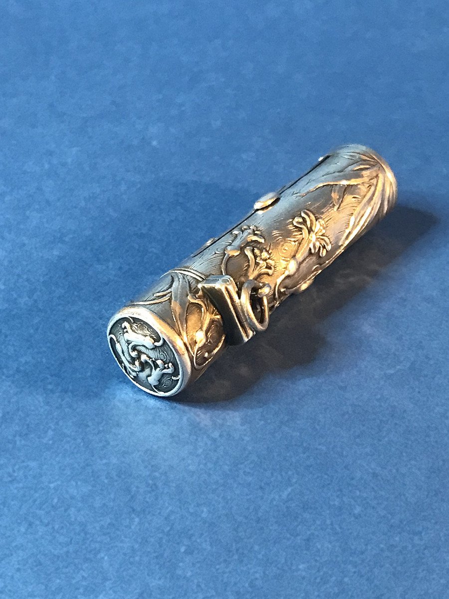 Etui de rouge à lèvres, argent, Art Nouveau-photo-3