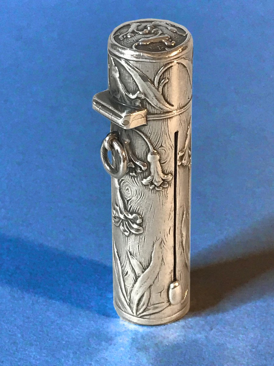 Etui de rouge à lèvres, argent, Art Nouveau