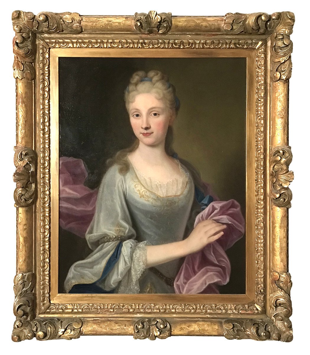 Portrait de Mademoiselle de La Voûte, école Française, c.1700-photo-2