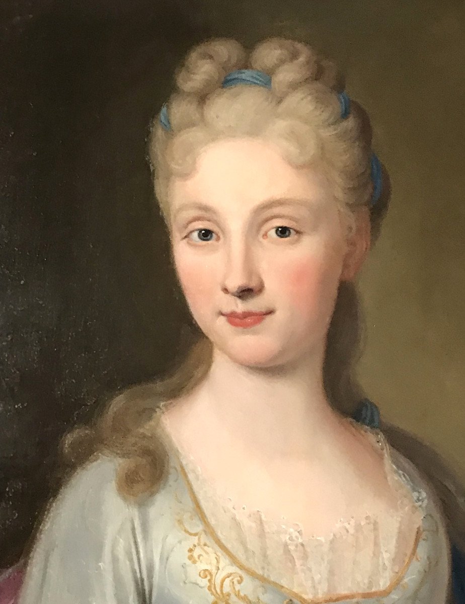 Portrait Of Mademoiselle De La Voûte, French School, C.1700-photo-3