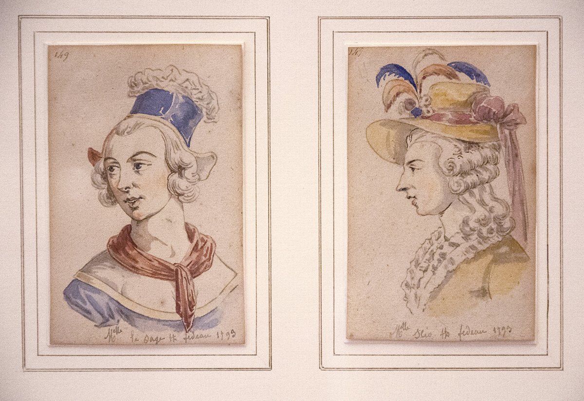 Augustin (1759-1832)portraits Of Actresses, Dated 1793, Drawing And Watercolor  