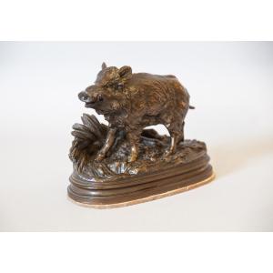 Alfred Dubucand (1828-1894), Wild Boar, Bronze