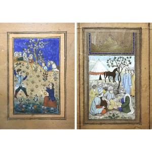 Indo-persian Gouaches On Paper, Asian Art, 20th Century