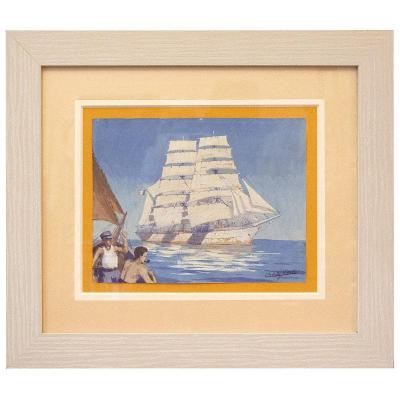 Charles Viaud (1920-1975), Rencontre d'un trois-mâts barque en pleine mer