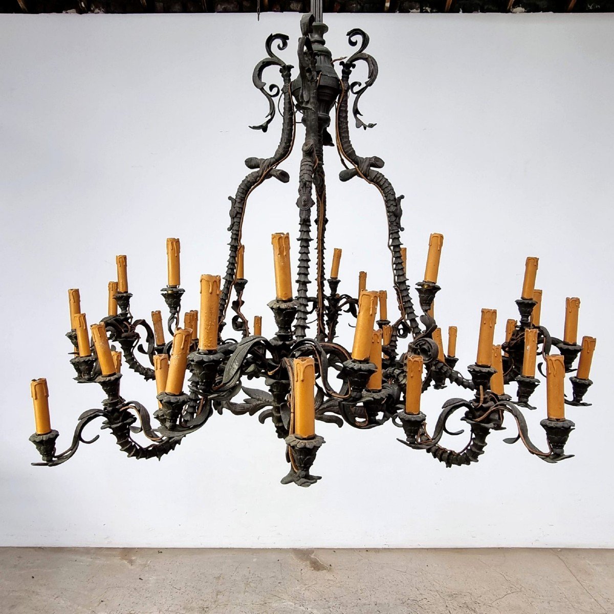 Important 19th Bronze Chandelier-photo-2