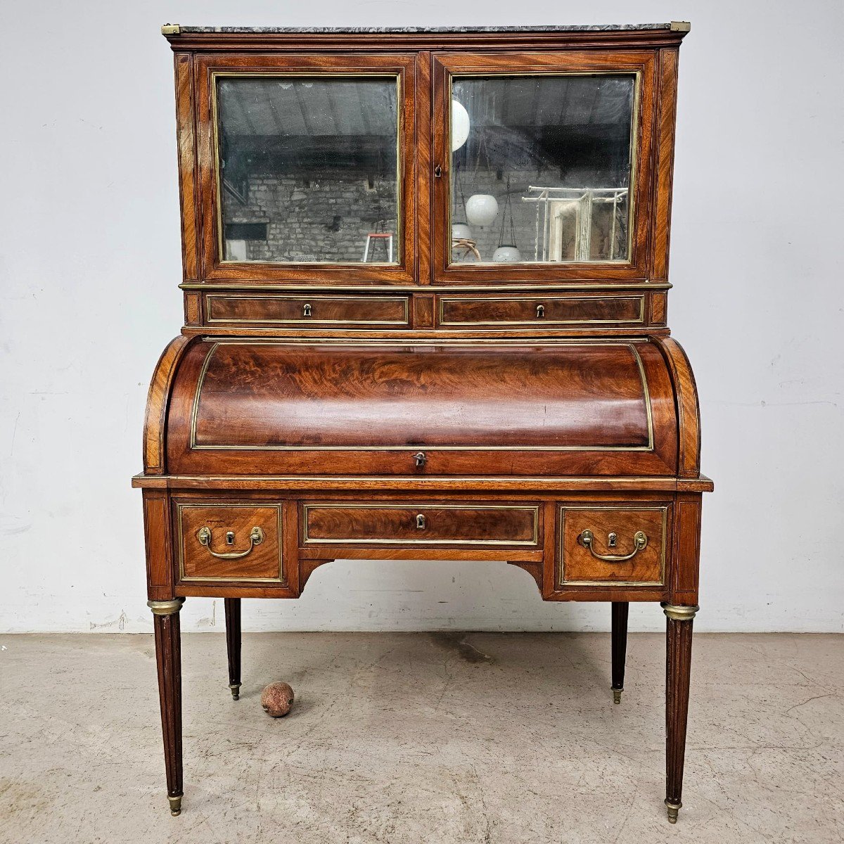 Louis XVI Period Cylinder Desk With Showcase