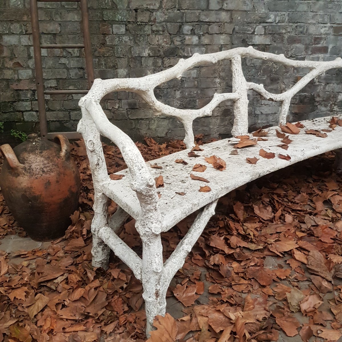 Banc de jardin 1900 faux bois-photo-2