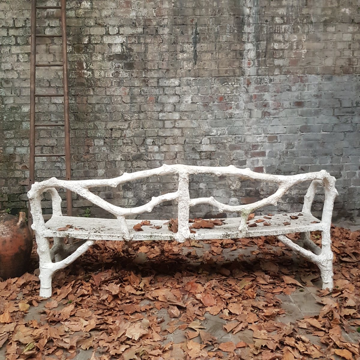 Banc de jardin 1900 faux bois-photo-2