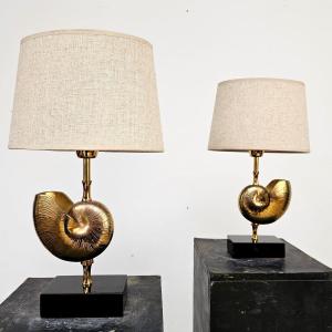 Paire de lampes dorées