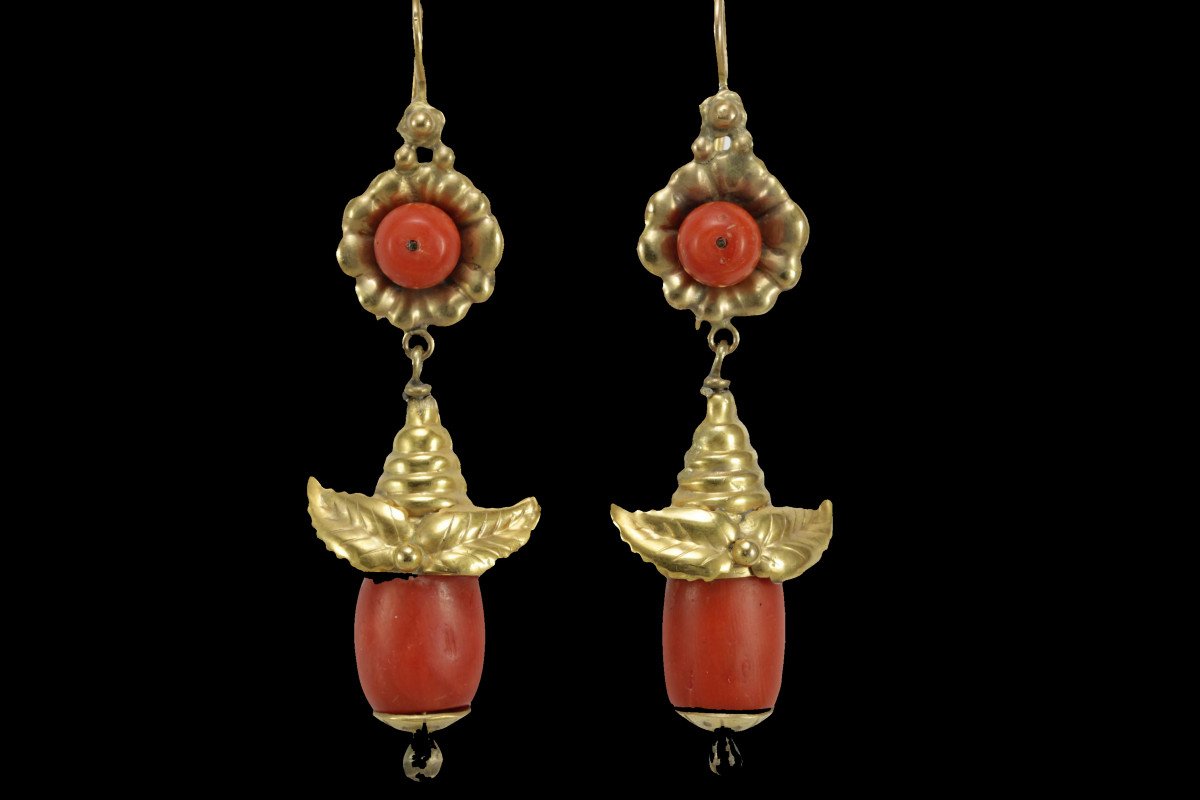 Antique Coral Gold Earrings-photo-2