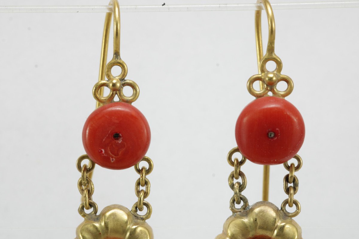 Antique Coral Gold Earrings-photo-4