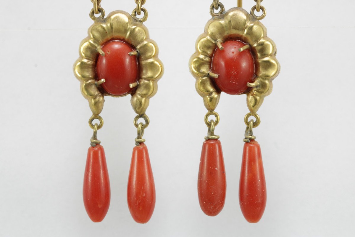 Antique Coral Gold Earrings-photo-1