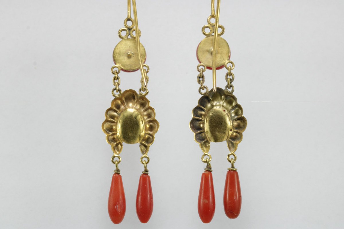 Antique Coral Gold Earrings-photo-2