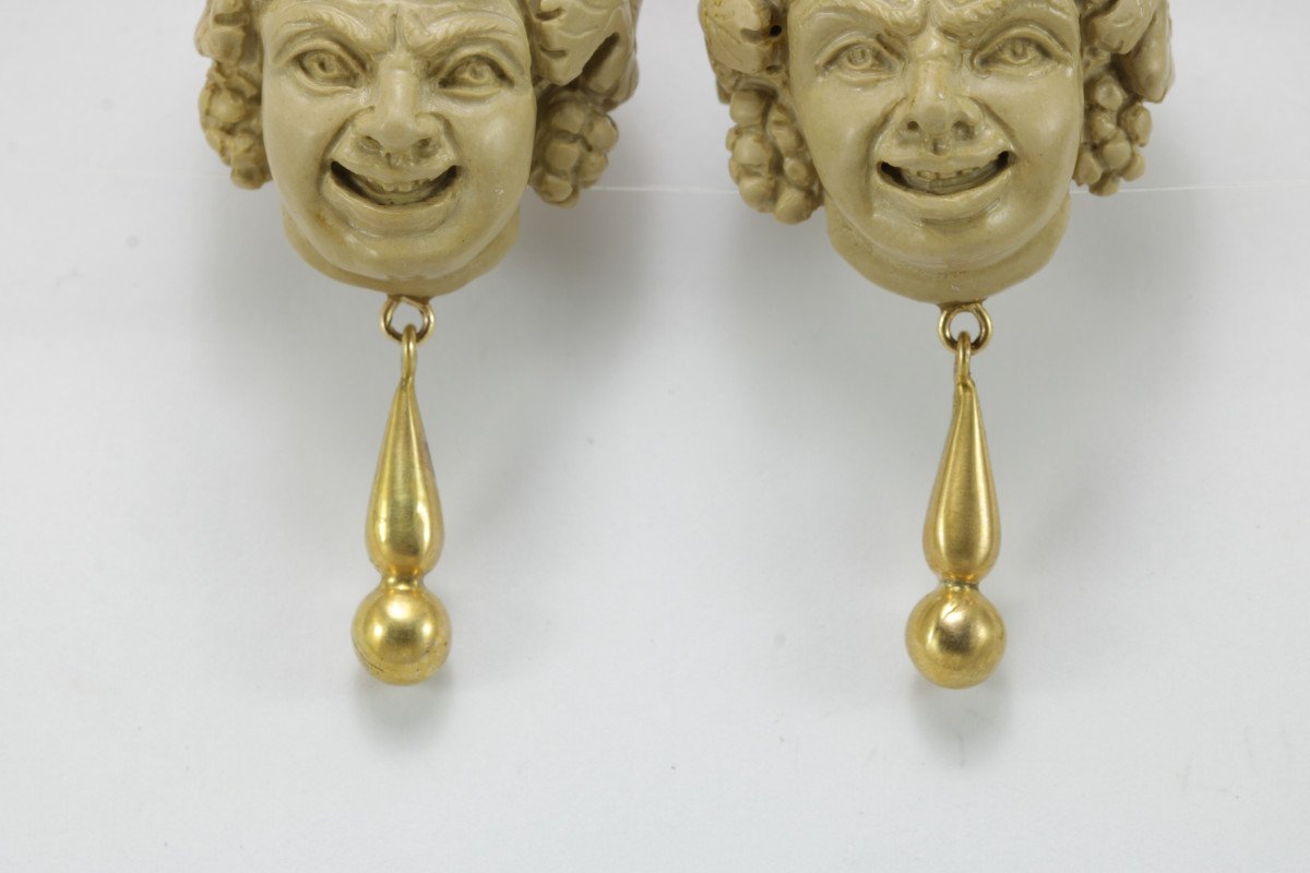 Antique Lava Cameos Gold Earrings-photo-1
