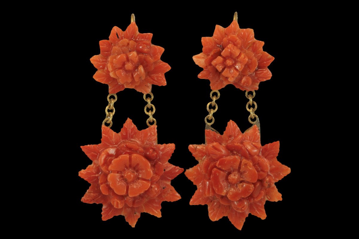 Antique Coral Gold Earrings-photo-2