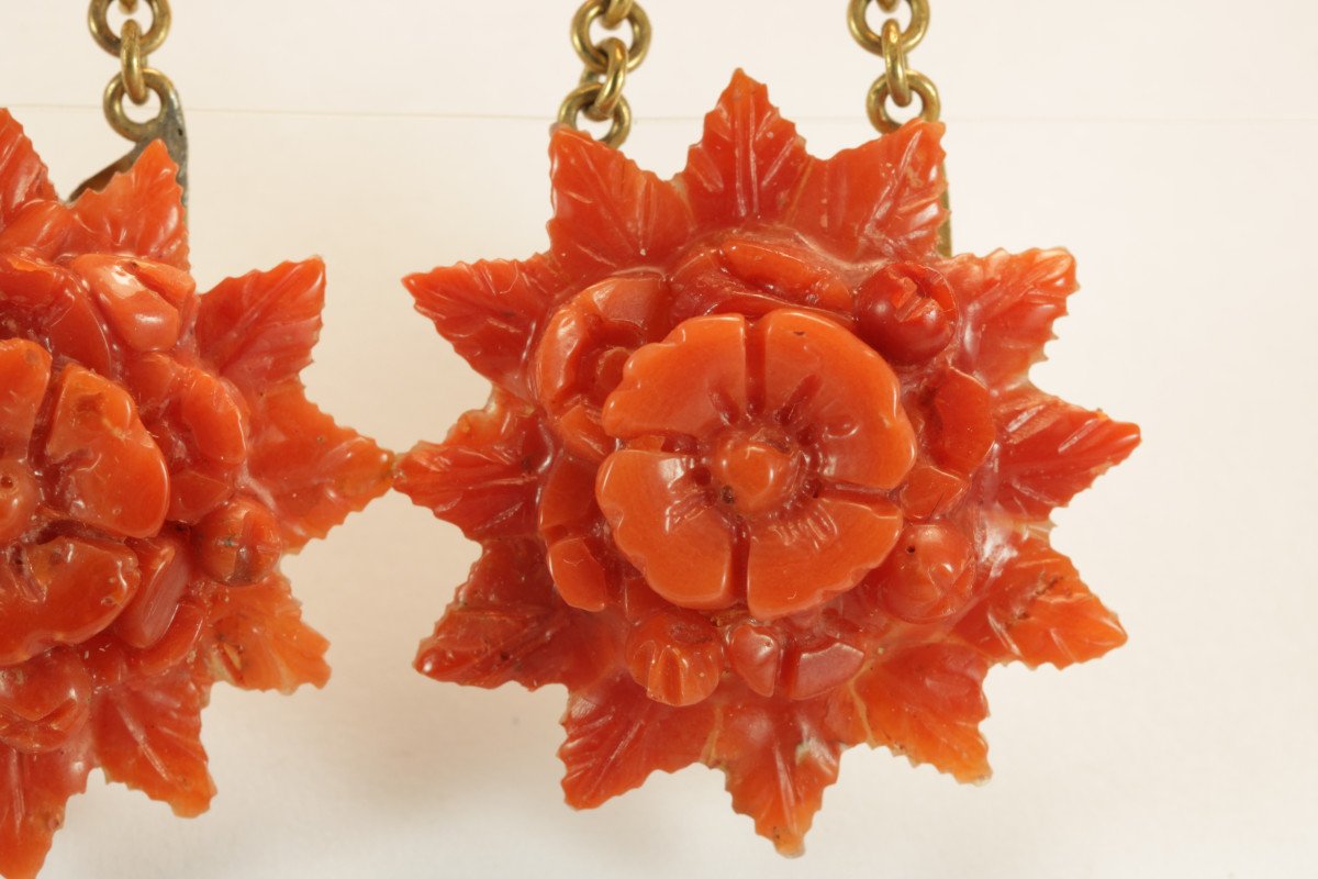 Antique Coral Gold Earrings-photo-1