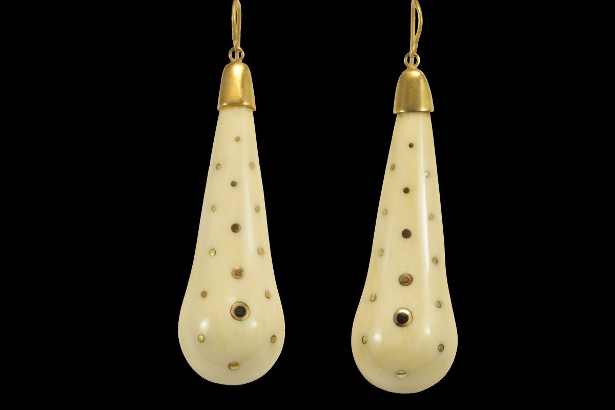 Antique Ivory Piquè Gold Earrings-photo-2