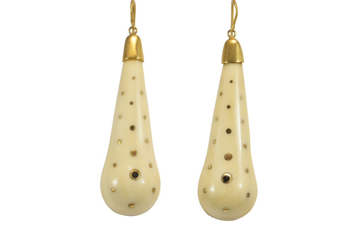 Antique Ivory Piquè Gold Earrings