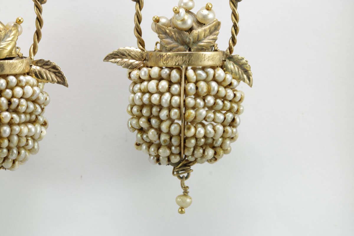 Boucles d'Oreilles Anciennes Or Perles Fines-photo-1
