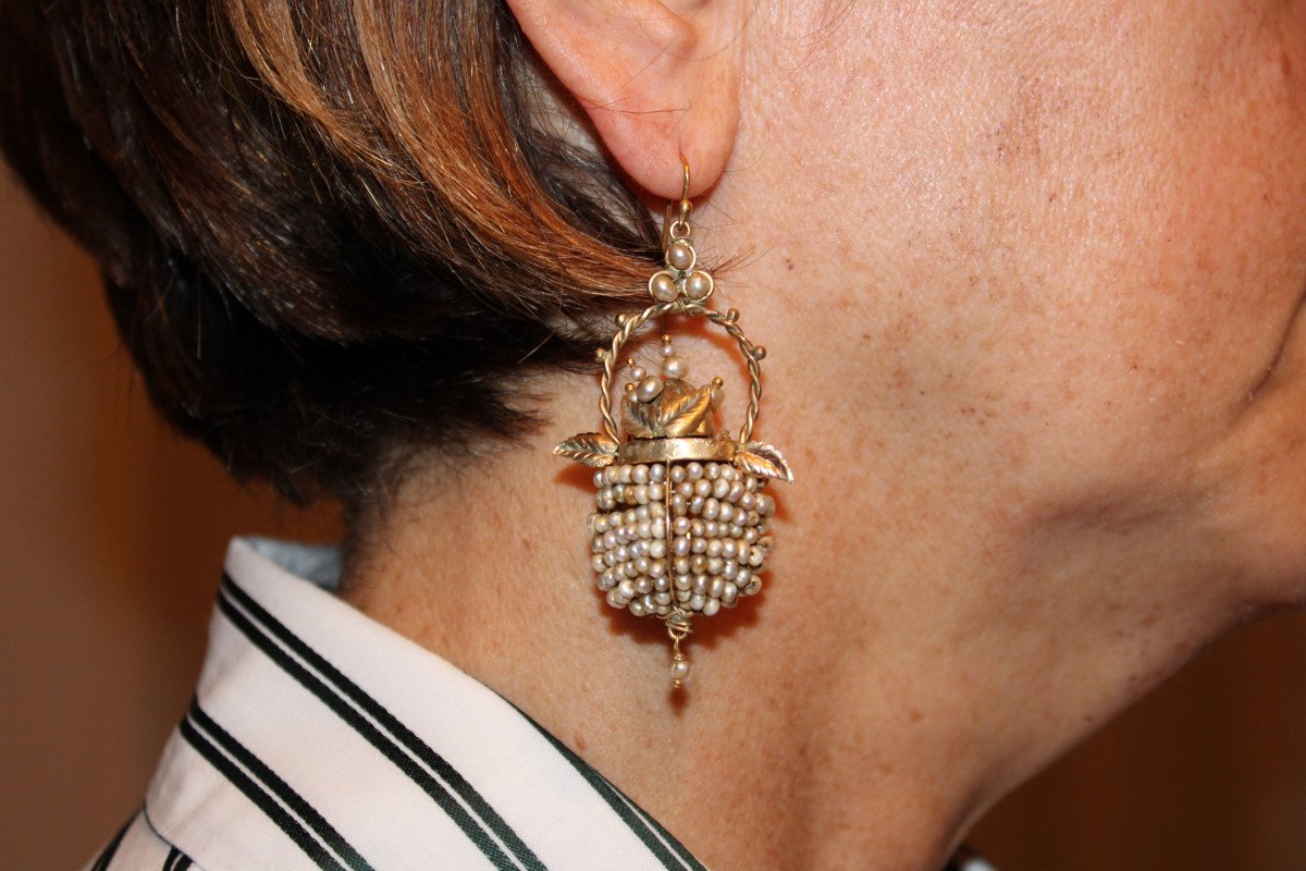 Antique Pearls Gold Earrings-photo-5