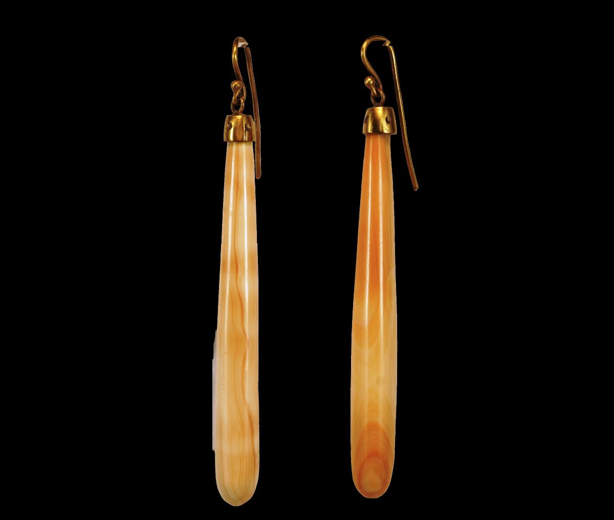 Antique Coral Drop Gold Earrings-photo-2