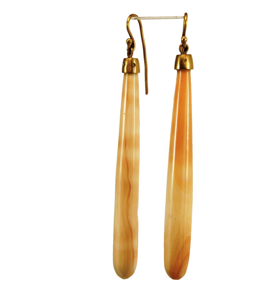 Antique Coral Drop Gold Earrings-photo-3