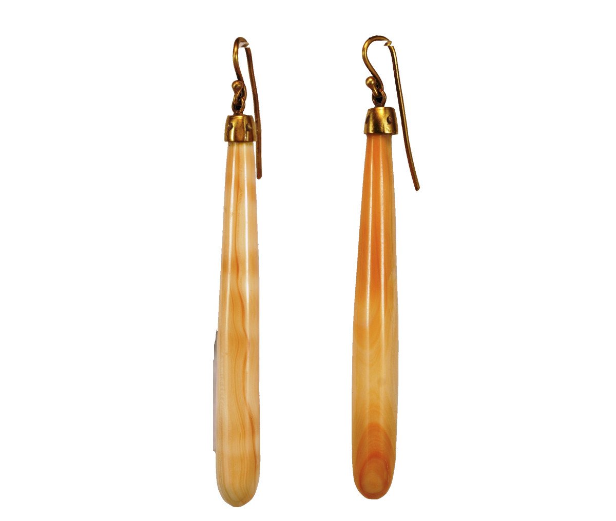 Antique Coral Drop Gold Earrings