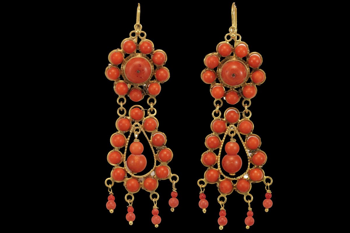 Antique Coral Gold Earrings-photo-2