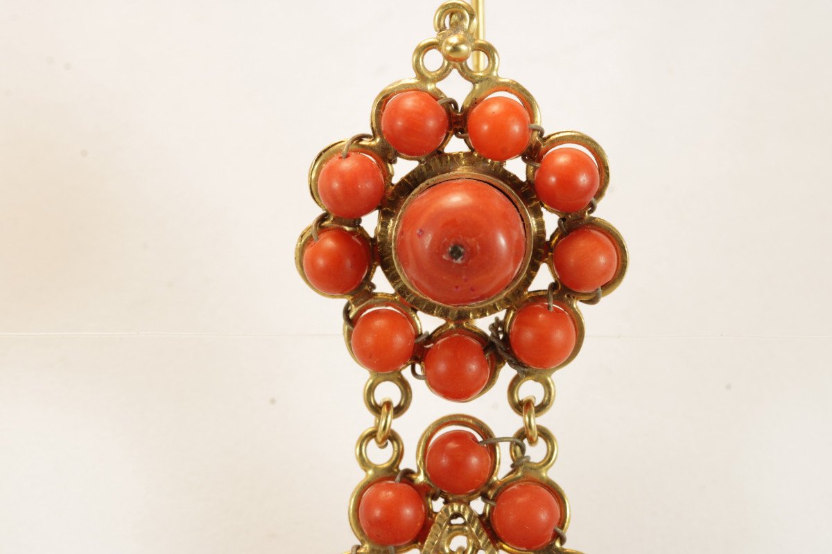 Antique Coral Gold Earrings-photo-4