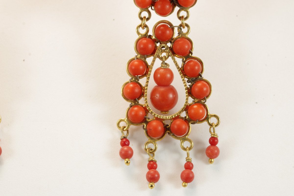 Antique Coral Gold Earrings-photo-1