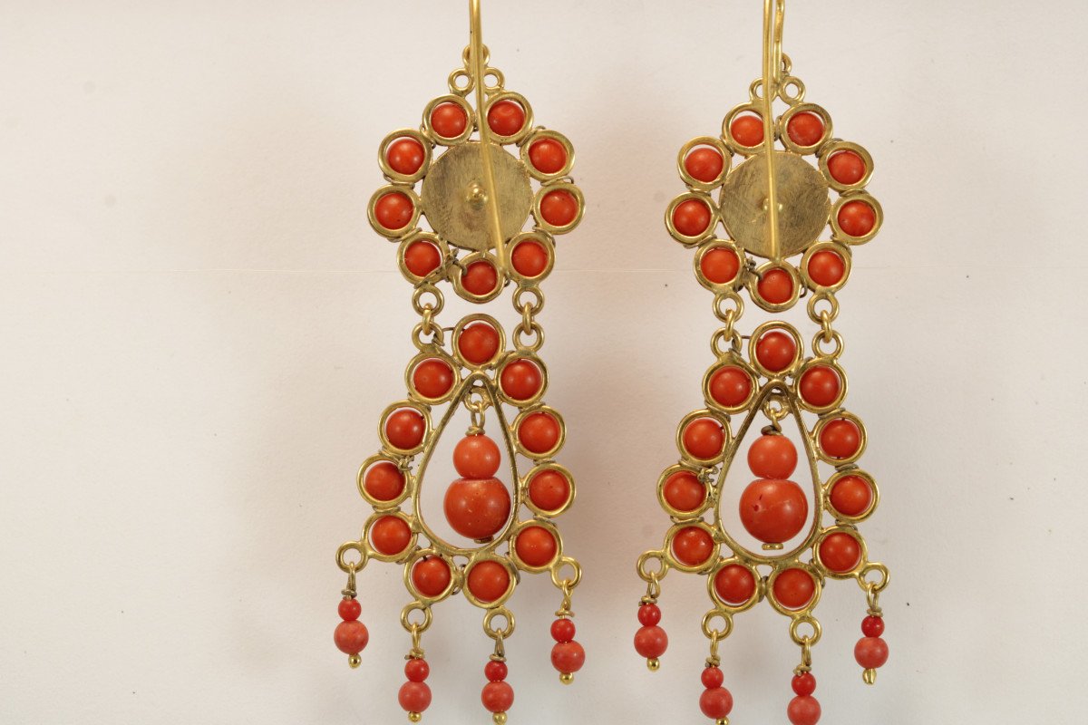 Antique Coral Gold Earrings-photo-2