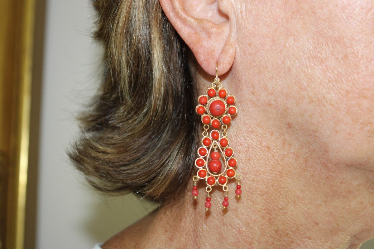 Antique Coral Gold Earrings-photo-5